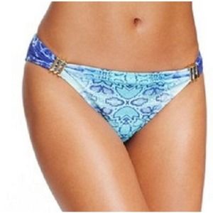 Bar III Hissy Fit Snakeskin Aqua Bikini Bottoms